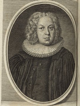 Porträt von Starck, Johann Friedrich  (Deutsche Acta Eruditorum., 1739, 235. T., ungez. Bl. vor S. 457. [Zuschnitt auf Schmuckrahmen])