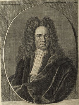 Porträt von Leupold, Jacob  (Deutsche Acta Eruditorum., 1726, 115. T., ungez. Bl. vor S. 437. [Zuschnitt auf Schmuckrahmen])