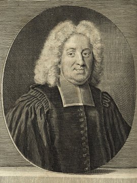 Porträt von Pictet, Bénédict  (Deutsche Acta Eruditorum., 1728, 131. T., ungez. Bl. vor S. 761. [Zuschnitt auf Schmuckrahmen])