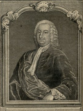 Porträt von Nolte, Johann Friedrich  (Zuverläßige Nachrichten von dem gegenwärtigen Zustande der Wissenschaften., 1755, 183. T., ungez. Bl. vor S. 160. [Zuschnitt auf Schmuckrahmen])