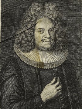 Porträt von Götze, Georg Heinrich  (Die Gelehrte Fama, welche den gegenwärtigen Zustand der gelehrten Welt und sonderlich derer deutschen Universitäten entdecket., 1718, 61/62. T., ungez. Bl. am Anf. d. Stückes. [Zuschnitt auf Schmuckrahmen])