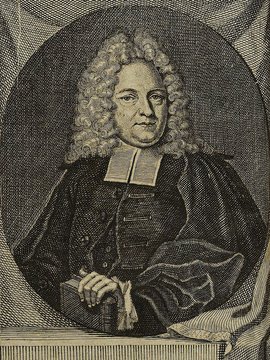 Porträt von Abicht, Johann Georg  (Die Gelehrte Fama, welche den gegenwärtigen Zustand der gelehrten Welt und sonderlich derer deutschen Universitäten entdecket., 1713, 26. T., ungez. Bl. am Anf. d. Stückes. [Zuschnitt auf Schmuckrahmen])