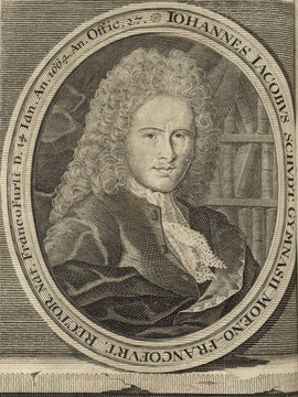 Porträt von Schudt, Johann Jakob  (Deutsche Acta Eruditorum., 1718, 56. T., ungez. Bl. vor S. 533. [Zuschnitt auf Schmuckrahmen])