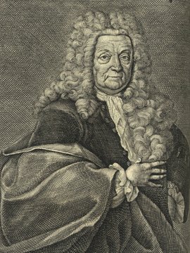 Porträt von Hoffmann, Johann Moritz  (Fränckische Acta Erudita et Curiosa., 1726, 3. Slg., ungez. Bl. vor S. 147. [Zuschnitt auf Schmuckrahmen])