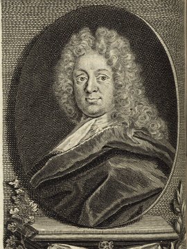 Porträt von Thomasius, Gottfried  (Deutsche Acta Eruditorum., 1712, 5. T., ungez. Bl. vor S. 366. [Zuschnitt auf Schmuckrahmen])