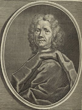 Porträt von Boerhaave, Herman  (Deutsche Acta Eruditorum., 1737, 213. T., ungez. Bl. vor S. 609. [Zuschnitt auf Schmuckrahmen])