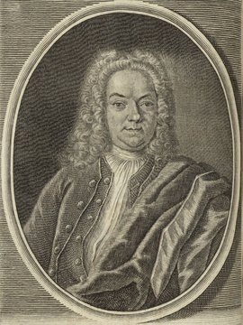 Porträt von Hamberger, Georg Erhard  (Deutsche Acta Eruditorum., 1737, 214. T., ungez. Bl. vor S. 685. [Zuschnitt auf Schmuckrahmen])