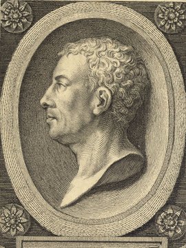 Porträt von Winckelmann, Johann Joachim  (Neue Bibliothek der schönen Wissenschaften., 1766, 3. Bd., 1. St., ungez. Bl. am Anf. d. Bandes. [Zuschnitt auf Schmuckrahmen])