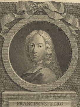 Porträt von Ferg, Franz de Paula  (Neue Bibliothek der schönen Wissenschaften., 1767, 5. Bd., 1. St., ungez. Bl. am Anf. d. Bandes. [Zuschnitt auf Schmuckrahmen])