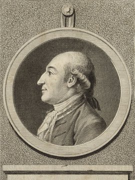 Porträt von Mylius, Wilhelm Christhelf Siegmund  (Litteratur- u. Theater-Zeitung., 1784, 1. T., ungez. Bl. am Anf. d. 1. Teils. [Zuschnitt auf Schmuckrahmen])