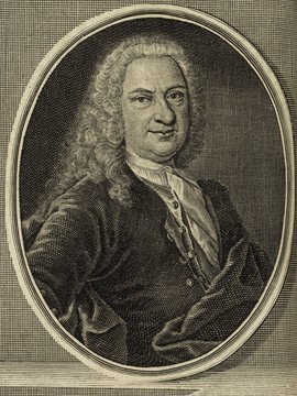 Porträt von Menz, Friedrich  (Deutsche Acta Eruditorum., 1735, 198. T., ungez. Bl. vor S. 381. [Zuschnitt auf Schmuckrahmen])