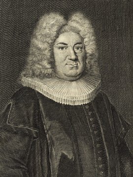 Porträt von Heinson, Johann Theodor  (Deutsche Acta Eruditorum., 1727, 122. T., ungez. Bl. vor S. 77. [Zuschnitt auf Schmuckrahmen])