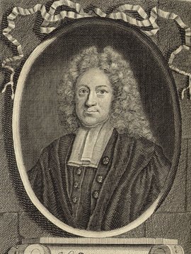 Porträt von Reelant, Adriaan  (Deutsche Acta Eruditorum., 1716, 42. T., ungez. Bl. vor S. 381. [Zuschnitt auf Schmuckrahmen])