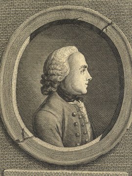Porträt von Hirzel, Hans Caspar  (Allgemeine deutsche Bibliothek., 1774, 23. Bd., 1. St., ungez. Bl. am Anf. d. Bandes. [Zuschnitt auf Schmuckrahmen])