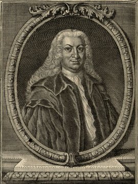 Porträt von Haller, Albrecht von  (Zuverläßige Nachrichten von dem gegenwärtigen Zustande der Wissenschaften., 1749, 116. T., ungez. Bl. vor S. 548. [Zuschnitt auf Schmuckrahmen])