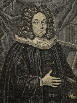 Porträt von Myhldörffer, Andreas  (Die Gelehrte Fama, welche den gegenwärtigen Zustand der gelehrten Welt und sonderlich derer deutschen Universitäten entdecket., 1713, 28. T., ungez. Bl. am Anf. d. Stückes. [Zuschnitt auf Schmuckrahmen])