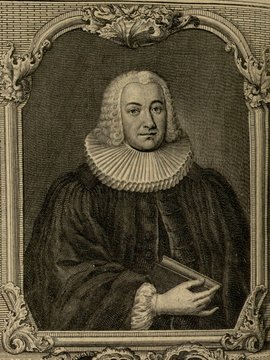 Porträt von Bahrdt, Johann Friedrich  (Zuverläßige Nachrichten von dem gegenwärtigen Zustande der Wissenschaften., 1753, 165. T., ungez. Bl. vor S. 630. [Zuschnitt auf Schmuckrahmen])