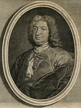 Porträt von Bernoulli, Johann  (Zuverläßige Nachrichten von dem gegenwärtigen Zustande der Wissenschaften., 1745, 64. T., ungez. Bl. vor S. 229. [Zuschnitt auf Schmuckrahmen])