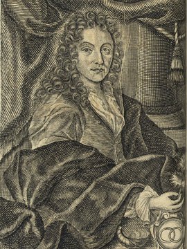 Porträt von Scheuchzer, Johann Jacob  (Neuer Bücher-Saal der gelehrten Welt., 1714, 39. Oeffn., ungez. Bl. vor S. 153. [Zuschnitt auf Schmuckrahmen])