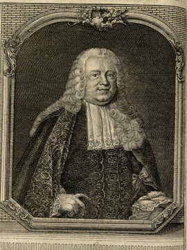 Porträt von Cramer, Johann Ulrich von  (Zuverläßige Nachrichten von dem gegenwärtigen Zustande der Wissenschaften., 1756, 203. T., ungez. Bl. vor S. 784. [Zuschnitt auf Schmuckrahmen])