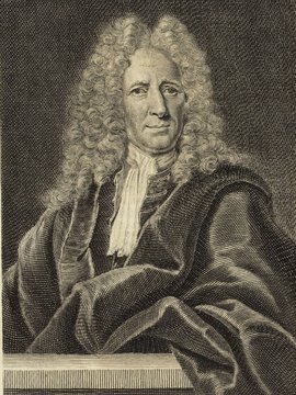 Porträt von Lünig, Johann Christian  (Deutsche Acta Eruditorum., 1720, 69. T., ungez. Bl. vor S. 609. [Zuschnitt auf Schmuckrahmen])