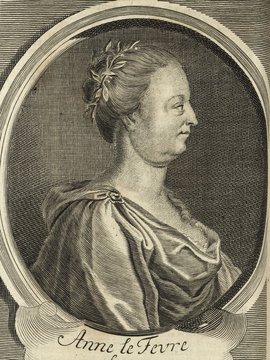 Porträt von Dacier, Anne  (Deutsche Acta Eruditorum., 1727, 127. T., ungez. Bl. vor S. 457. [Zuschnitt auf Schmuckrahmen])