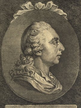 Porträt von Sonnenfels, Joseph von  (Allgemeine deutsche Bibliothek., 1771, 14. Bd., 1. St., ungez. Bl. am Anf. d. Bandes. [Zuschnitt auf Schmuckrahmen])