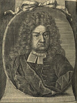 Porträt von Jäger, Johann Wolfgang  (Neue Bibliothec oder Nachricht und Urtheile von neuen Büchern., 1710, 7. St., ungez. Bl. vor S. 548. [Zuschnitt auf Schmuckrahmen])