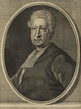 Porträt von Tindal, Matthew  (Deutsche Acta Eruditorum., 1736, 200. T., ungez. Bl. vor S. 533. [Zuschnitt auf Schmuckrahmen])