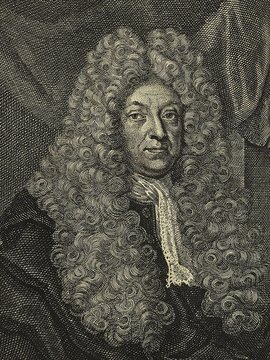 Porträt von Bohn, Johann  (Die Gelehrte Fama, welche den gegenwärtigen Zustand der gelehrten Welt und sonderlich derer deutschen Universitäten entdecket., 1711, 9. T., ungez. Bl. am Anf. d. Stückes. [Zuschnitt auf Schmuckrahmen])