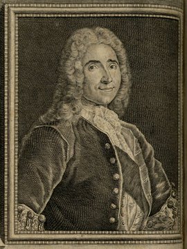 Porträt von Réaumur, René Antoine Ferchault de  (Zuverläßige Nachrichten von dem gegenwärtigen Zustande der Wissenschaften., 1740, 7. T., ungez. Bl. vor S. 449. [Zuschnitt auf Schmuckrahmen])