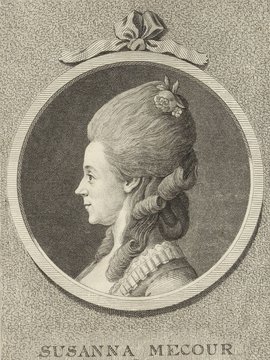 Porträt von Mecour, Susanne  (Litteratur- u. Theater-Zeitung., 1782, 3. T., ungez. Bl. am Anf. d. 3. Teils. [Zuschnitt auf Schmuckrahmen])