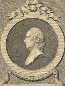 Porträt von Campe, Joachim Heinrich  (Allgemeine deutsche Bibliothek., 1781, 47. Bd., 1. St., ungez. Bl. am Anf. d. Bandes. [Zuschnitt auf Schmuckrahmen])