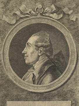 Porträt von Engel, Johann Jakob  (Allgemeine deutsche Bibliothek., 1779, 39. Bd., 1. St., ungez. Bl. am Anf. d. Bandes. [Zuschnitt auf Schmuckrahmen])