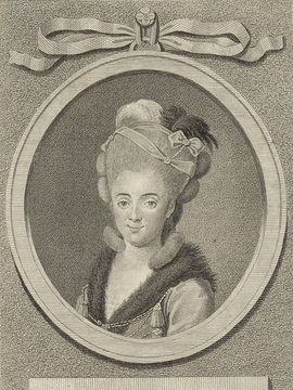 Porträt von Reinecke, Sophie  (Litteratur- u. Theater-Zeitung., 1781, 1. T., ungez. Bl. am Anf. d. 1. Teils. [Zuschnitt auf Schmuckrahmen])