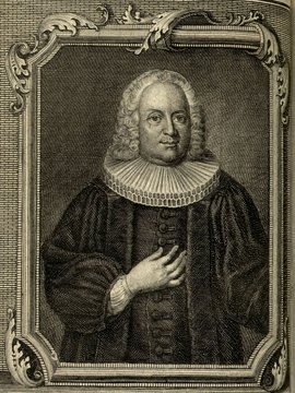 Porträt von Fresenius, Johann Philipp  (Zuverläßige Nachrichten von dem gegenwärtigen Zustande der Wissenschaften., 1750, 127. T., ungez. Bl. vor S. 468. [Zuschnitt auf Schmuckrahmen])