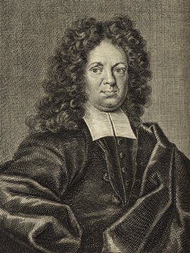 Porträt von Buddeus, Johann Franz  (Deutsche Acta Eruditorum., 1713, 14. T., ungez. Bl. vor S. 93. [Zuschnitt auf Schmuckrahmen])