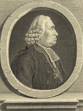 Porträt von Felbiger, Johann Ignaz von  (Allgemeine deutsche Bibliothek., 1773, 19. Bd., 1. St., ungez. Bl. am Anf. d. Bandes. [Zuschnitt auf Schmuckrahmen])