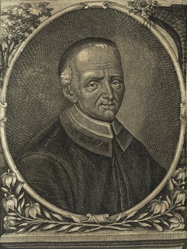 Porträt von Quesnel, Pasquier  (Neuer Bücher-Saal der gelehrten Welt., 1715, 44. Oeffn., ungez. Bl. vor S. 537. [Zuschnitt auf Schmuckrahmen])