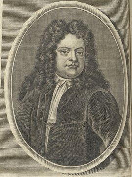 Porträt von Steele, Richard  (Deutsche Acta Eruditorum., 1738, 227. T., ungez. Bl. vor S. 761. [Zuschnitt auf Schmuckrahmen])