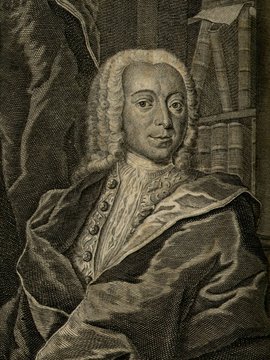 Porträt von Senckenberg, Heinrich Christian von  (Zuverläßige Nachrichten von dem gegenwärtigen Zustande der Wissenschaften., 1740, 9. T., ungez. Bl. vor S. 601. [Zuschnitt auf Schmuckrahmen])