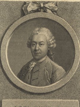 Porträt von Uz, Johann Peter  (Neue Bibliothek der schönen Wissenschaften., 1772, 13. Bd., 1. St., ungez. Bl. am Anf. d. Bandes. [Zuschnitt auf Schmuckrahmen])