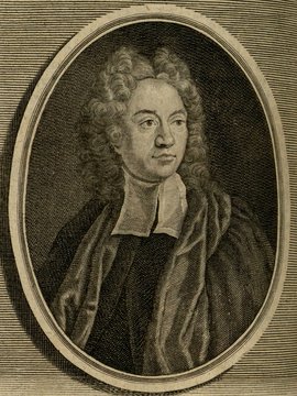 Porträt von Bentley, Richard  (Zuverläßige Nachrichten von dem gegenwärtigen Zustande der Wissenschaften., 1743, 45. T., ungez. Bl. vor S. 609. [Zuschnitt auf Schmuckrahmen])