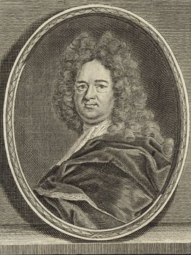 Porträt von Hamberger, Georg Albrecht  (Deutsche Acta Eruditorum., 1715, 37. T., ungez. Bl. am Anf. d. Bandes. [Zuschnitt auf Schmuckrahmen])