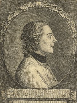 Porträt von Lavater, Johann Caspar  (Allgemeine deutsche Bibliothek., 1771, 15. Bd., 1. St., ungez. Bl. am Anf. d. Bandes. [Zuschnitt auf Schmuckrahmen])