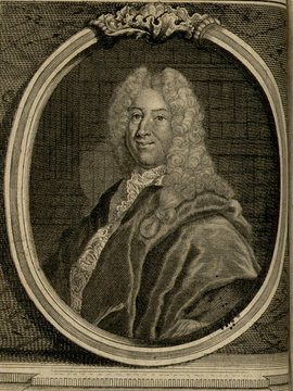 Porträt von Sacy, Louis de  (Zuverläßige Nachrichten von dem gegenwärtigen Zustande der Wissenschaften., 1754, 175. T., ungez. Bl. vor S. 474. [Zuschnitt auf Schmuckrahmen])