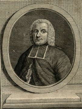 Porträt von Gourné, Pierre Mathias de  (Zuverläßige Nachrichten von dem gegenwärtigen Zustande der Wissenschaften., 1757, 205. T., ungez. Bl. am Anf. d. Bandes. [Zuschnitt auf Schmuckrahmen])