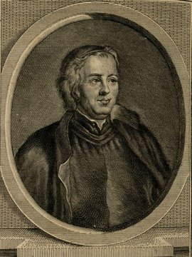 Porträt von Sanadon, Noël Etienne  (Zuverläßige Nachrichten von dem gegenwärtigen Zustande der Wissenschaften., 1753, 167. T., ungez. Bl. vor S. 786. [Zuschnitt auf Schmuckrahmen])