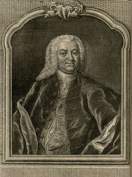 Porträt von Richter, Georg Gottlob  (Zuverläßige Nachrichten von dem gegenwärtigen Zustande der Wissenschaften., 1755, 185. T., ungez. Bl. vor S. 312. [Zuschnitt auf Schmuckrahmen])