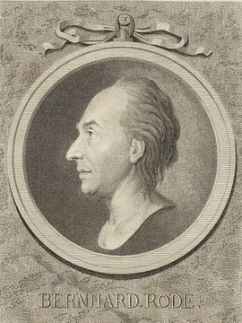 Porträt von Rode, Bernhard  (Litteratur- u. Theater-Zeitung., 1778, 4. T., ungez. Bl. am Anf. d. 4. Teils. [Zuschnitt auf Schmuckrahmen])